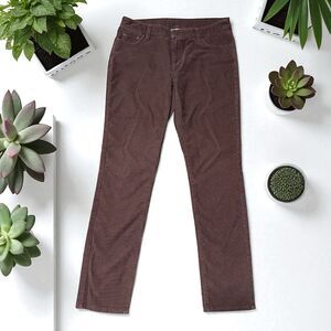 Garnet Hill Pants Women’s Size 8 Corduroy Brown Straight Leg Mid Rise 34x31